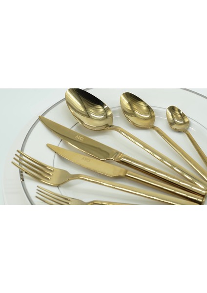 Luxury Klas Titanyum Parlak Gold 12 Adet Yemek Kaşık 18/10 Paslanmaz Çelik 3 mm 1 Adet