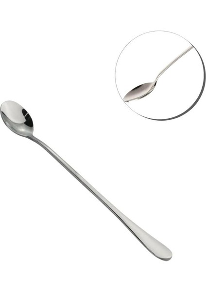 Luxury Kokteyl Cezve Kaşığı Krom 22 Cm, Mocca Latte Kaşığı, Paslanmaz Uzun Kaşık 1 Adet