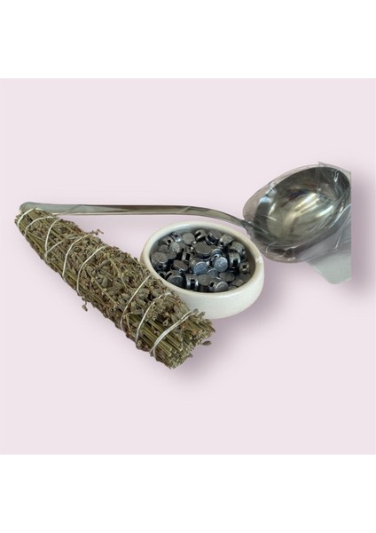 Luxury Kurşun Dökme Seti Eritme Kurşun 200GR -Kepçe Üzerlik Nazar Için 3 Lü Set 1 Adet
