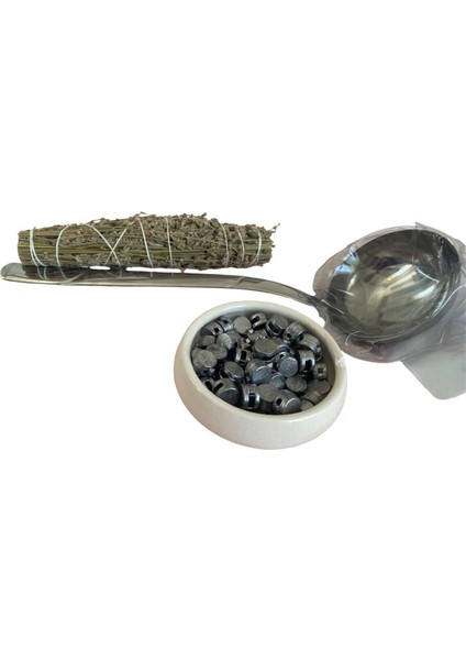 Luxury Kurşun Dökme Seti Eritme Kurşun 200GR -Kepçe Üzerlik Nazar Için 3 Lü Set 1 Adet