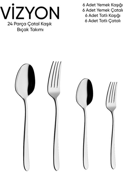 Luxury Vizyon - 6 Kişilik 24 Parça Çatal Kaşık Bıçak Takımı 1 Adet fiyatları