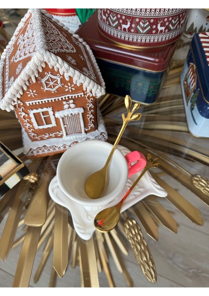Luxury 1 Adet Yaprak Titanyum Gold Çay Kaşığı - Kararmaz Gold Çay Kahve Şeker Baharat Kaşığı 1 Adet modelleri