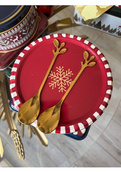 Luxury 1 Adet Yaprak Titanyum Gold Çay Kaşığı - Kararmaz Gold Çay Kahve Şeker Baharat Kaşığı 1 Adet fırsatları
