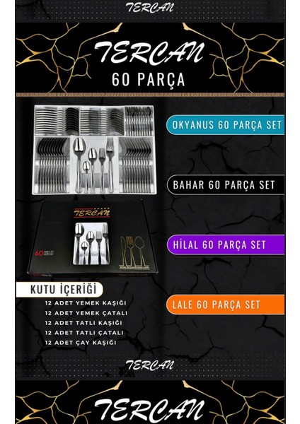 Luxury 60 Parça Hilal Çatal Kaşık Seti 1 Adet