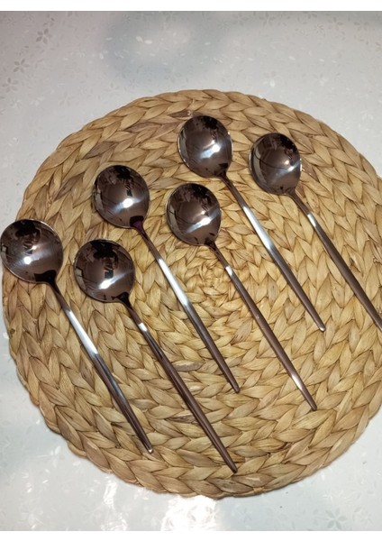 Luxury Gümüş Paslanmaz Çelik 6 Parça Yuvarlak Form Yemek Kaşığı 1 Adet