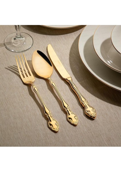 Luxury Adriana Titanium Altın 89 Parça Gold Çatal Kaşık Bıçak Takımı Akyüzhome 1 Adet