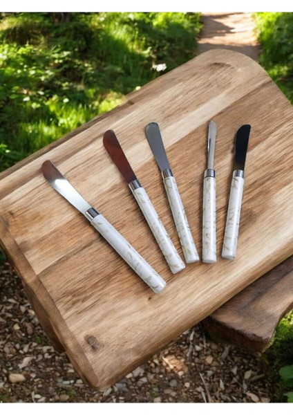 Luxury 5 Adet Uzun Kahvaltı Bıçak - Mermer Desen Saplı 1 Adet