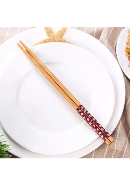 Luxury Pratik 2'li Desenli Kore Çin Bambu Chopsticks Yemek Çubuğu 1 Adet