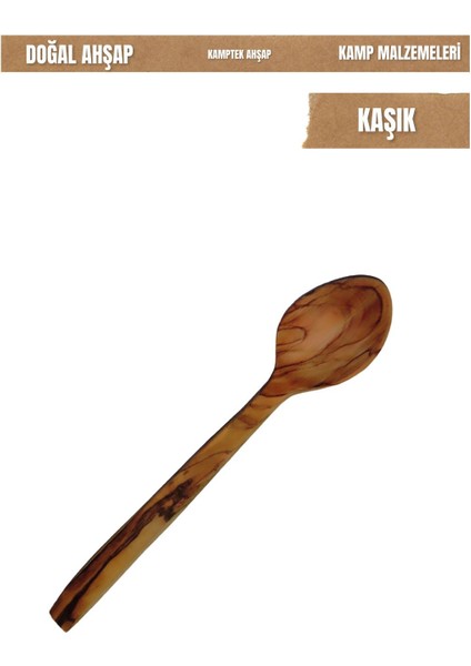 Luxury Kamptek Ahşap Zeytin Ağacından Kaşık Küçük Boy Yemek Mama Kaşığı 18 cm 1 Adet