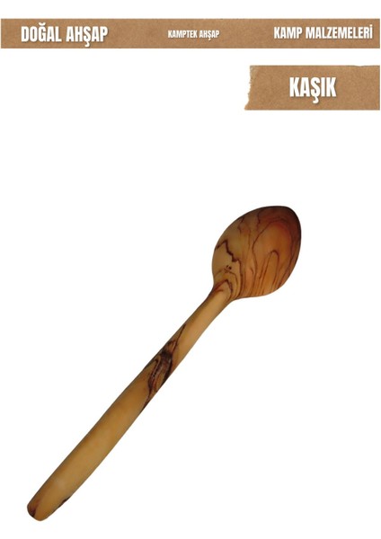 Luxury Kamptek Ahşap Zeytin Ağacından Kaşık Küçük Boy Yemek Mama Kaşığı 18 cm 1 Adet modelleri