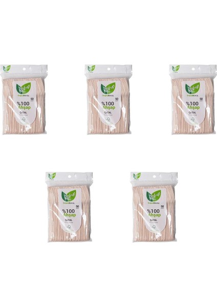 Luxury Doğaya Dönüş Ekolojik Doğal Doğa Dostu %100 Ahşap Çatal - 16 Cm. - 50'li 5 Paket 1 Adet