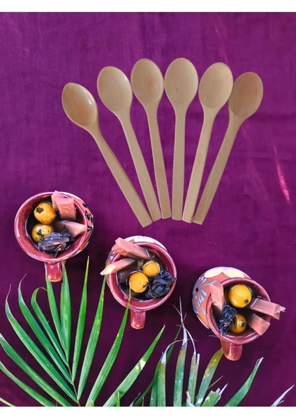 Luxury 6'lı Kayın Ağacından Yemek Gereçleri El Yapımı Tahta Kaşık (23 Cm) Cilalı Ahşap Tencere Kaşığı 1 Adet