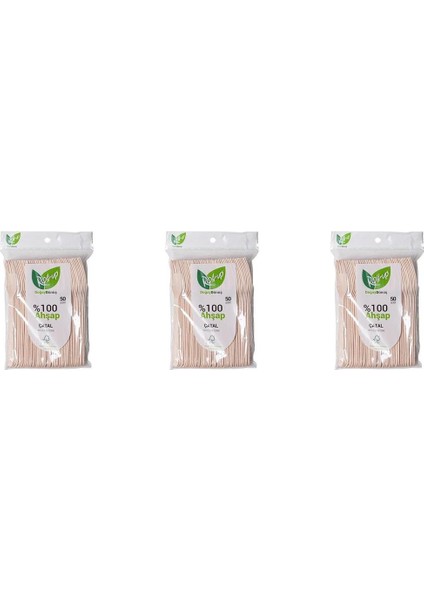 Luxury Doğaya Dönüş Ekolojik Doğal Doğa Dostu %100 Ahşap Çatal - 16 Cm. - 50'li 3 Paket 1 Adet