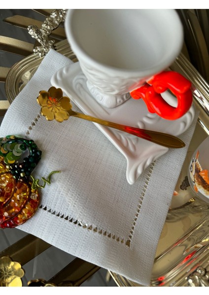 Luxury 1 Adet Papatya Motifli Gold Kahve, Şeker, Baharat Kaşığı 1 Adet
