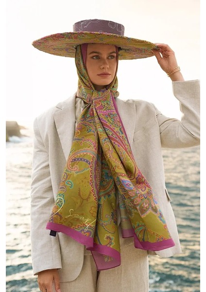 Yağ Yeşili Ed Scarf Iconic Collection Meyal Şal modelleri
