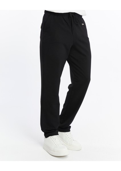 Erkek Siyah Cepli Düz Paça Arka Cepli Eşofman ALT-P490