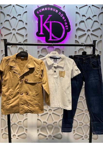 Erkek Çocuk Trençkot Yağmurluk Polo Yaka Tişört Pantolon Alt Üst Takım Bayramlık 3'lü indirimleri