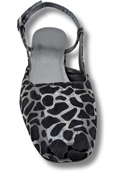 Bellezza - Leopar Desenli Deri Kadın Topuklu Sandalet - Bellezza - Siyah - 40