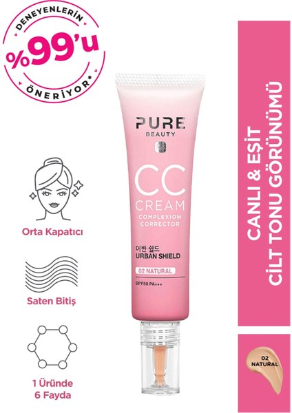 Luxury Tek Ürün, 6 Fayda! SPF50 Pa+++ cc Krem Natural 30 ml 1 Adet
