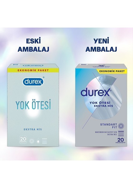 Yok Ötesi Ekstra His Ince Prezervatif 40'lı Fırsat Paketi (20+20), Standart Fit 1 Adet