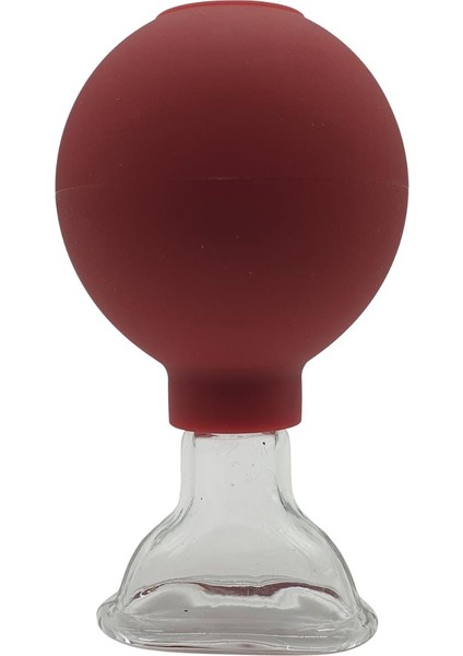 Silikon Vakumlu Yüz Cam Masaj Kupası Kırmızı