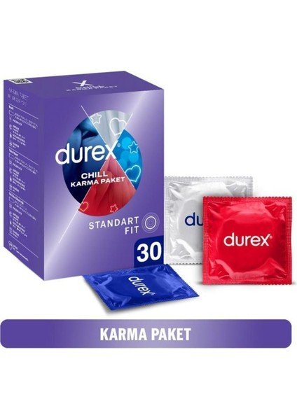 Chill Karma Prezervatif 30'lu, Ekstra Avantaj Paketi (Yok Ötesi X12, Yakın Hisset X12, Klasik X6) 1 Adet