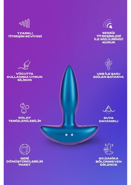 Titreşimli Plug Tıkaç + 2si1 Arada Titreşimli Vibratör & Uyarıcı Başlık + Hisset Jel 50 ml 1 Adet