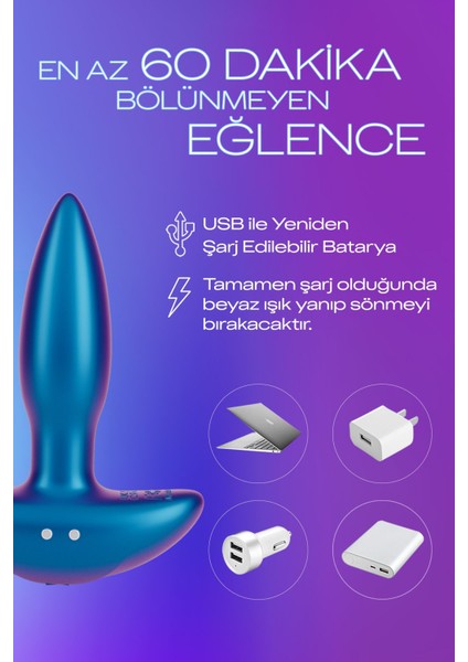 Titreşimli Plug Tıkaç + 2si1 Arada Titreşimli Vibratör & Uyarıcı Başlık + Hisset Jel 50 ml 1 Adet