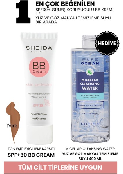 Luxury Bb Krem Dark (Koyu Renk) - SPF30 Koruma, Leke Onarıcı - Makyaj Temizleme Suyu Hediye 1 Adet