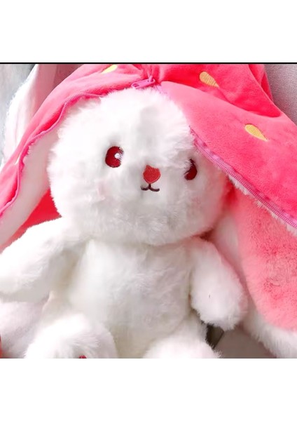 Luxury Sevgiliye Özel Hediyelik Çilek Tavşan Peluş Oyuncak 35 cm Özel Tasarım-Fermuarlı Yapısıyla 1 Adet indirimleri