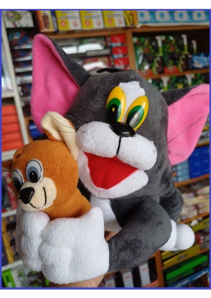 Luxury Tom ve Jerry Kedi Fare 2li Peluş Nostalji Oyuncak 45CM Siyah 1 Adet