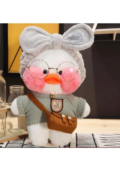 Luxury Hediyelik Lalafanfan Duck Gözlüklü Çantalı Sevimli Ördek Oyuncak Peluş Doğum Günü Hediyelik 1 Adet