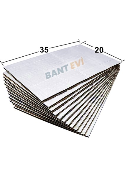 10 Adet 35x20cm Ziftli Oto Ses ve Su Yalıtım Pedi Folyolu Gürültü ve Nem Kalkanı Kendinden Yapışkanlı