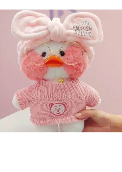Luxury Kawaii Lalafanfan 30 cm Gözlüklü Peluş Ördek Tatlı Hediye 1 Adet