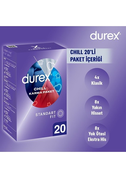 Chill Karma Paket Prezervatif 20’li (Yok Ötesi Ekstra His X8, Yakın Hisset X8, Klasik X4) 1 Adet