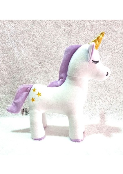 Luxury Peluş Unicorn Figürlü Yastık 33 Cm. (Lila) 1 Adet