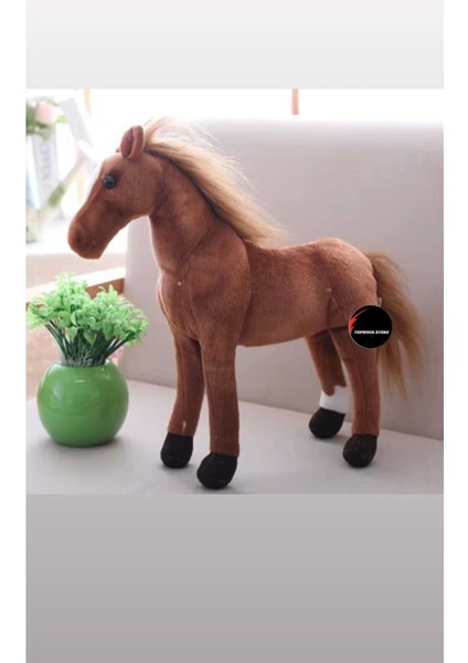 Luxury Sesli Kişneyen At Peluş Oyuncak Gerçekçi Görünüm Doğum Günü Hediyesi Uyku Arkadaşı 30 cm 1 Adet