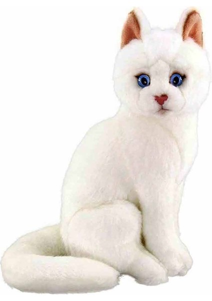 Luxury Oturan Beyaz Kedi Peluş Oyuncak 22CM 1 Adet