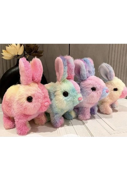 Luxury Sevimli Gökkuşagı Tavşan Pilli Sesli Hareketli Oyuncak 17 cm 1 Adet