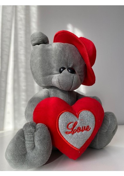 Luxury Love Peluş Oyuncak Ayıcık , Sevgililer Günü Hediyesi , Doğum Günü ve 14 Şubat / Gri 1 Adet