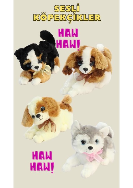 Luxury Havlayan Sesli Köpek Peluş Oyuncak 30 cm Siyah 1 Adet