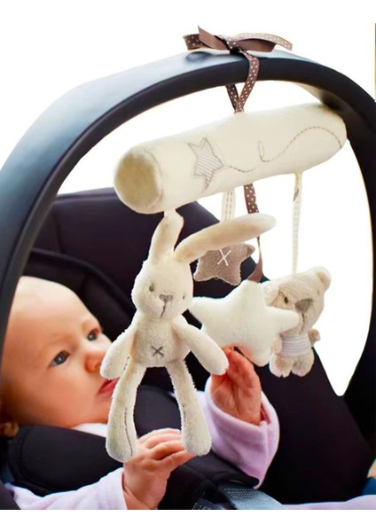 Luxury Müzikli Bebek Beşik Dönence, Puset Peluş Oyuncak Vikvikli, Çocuk Arabası Spiral, Çıngırak Dolambaç 1 Adet