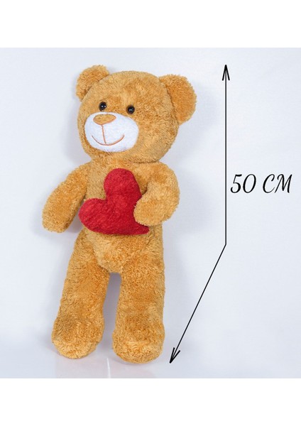 Luxury 50 cm Kalpli Peluş Sevimli Ayıcık 1 Adet