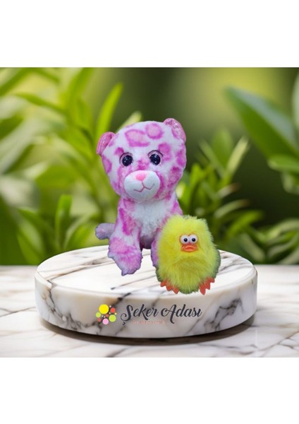 Luxury Sevimli Peluş Pembe Kedi ve Civciv Oyuncak 1 Adet
