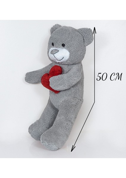 Luxury 50 cm Kalpli Peluş Sevimli Ayıcık 1 Adet