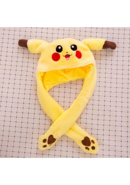 Luxury Kulakları Hareket Eden LED Işıklı Pokemon Go Pikachu Kulaklı Şapka & Peluş Oyuncak Tiktok Şapka 50CM 1 Adet