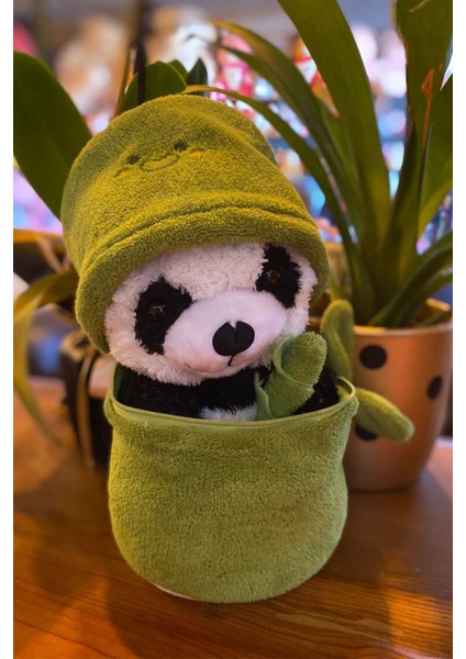 Luxury Özel Hediye Bambu Panda Özel Kese Tasarımlı Peluş Panda Oyuncak 1 Adet