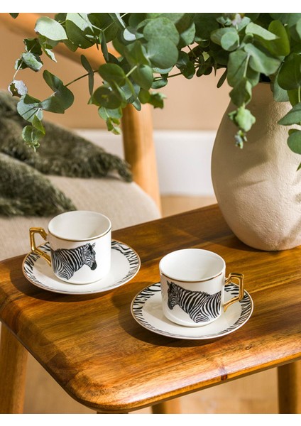 Lcw Home Zebra Baskılı 2 Kişilik Porselen Kahve Fincan Takımı 90 ml
