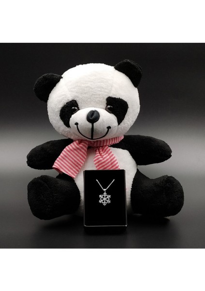 Luxury Tatlı Peluş Panda & Kar Tanesi Kolye 1 Adet