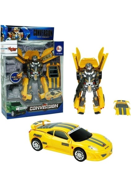 Luxury Transformers Conversion Dönüşebilen Robot Araba Sesli Işıklı Transformers Sarı 1 Adet